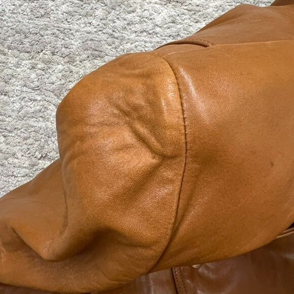 Vintage Breier of Amsterdam Camel Brown Leather Two Button Blazer Coat Mens XL - Picture 8 of 16